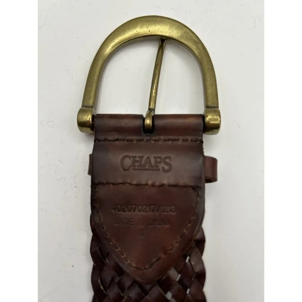 Vintage Chaps Brown braided leather belt NWT Medium